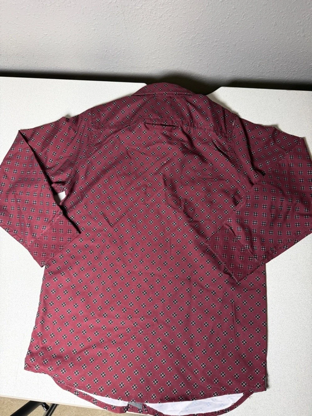 Children's Burgundy Printed Long-Sleeve Dress Shirt
